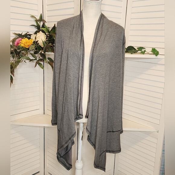 CATHERINE MALANDRINO GRAY WATERFALL CARDIGAN SIZE 0X - Picture 2 of 7